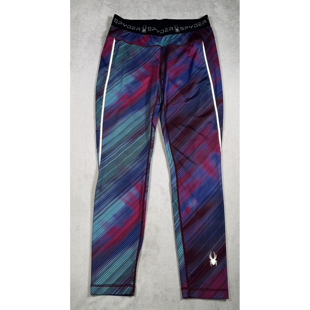 Spyder Slash Tight‎ Women L Stretch Athletic Leggings Reflective Breathable